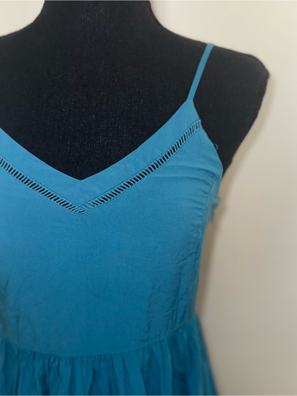 Old Navy Turquoise Smocked Back Midi Sundress w/ Spaghetti Strap
